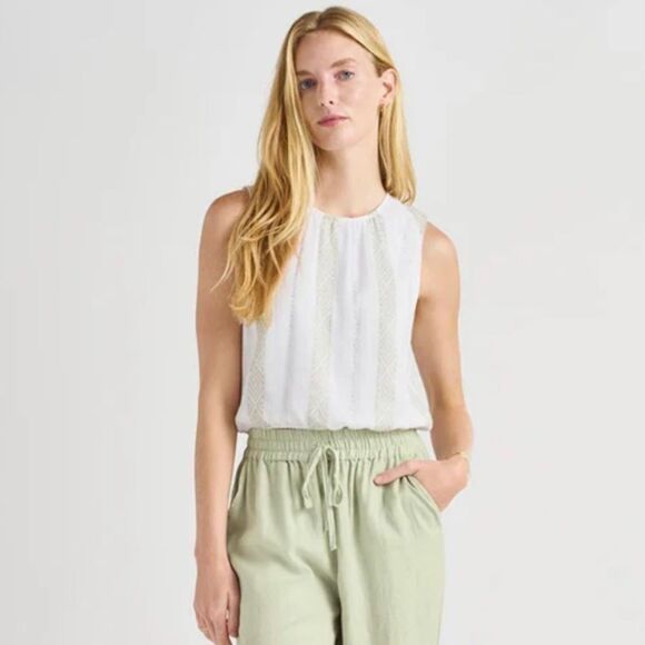 SPLENDID WOMEN’S SLEEVELESS DIXIE TOP WITH ELASTIC BUBBLE HEM FULLY LINED NWT - Picture 1 of 9